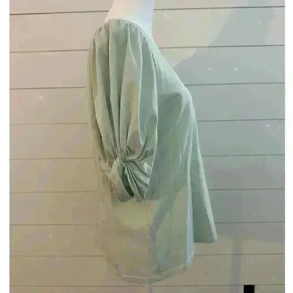 Avec Les Filles Women's Sage Green Puff Knotted Sleeve Top, Size Latge - Picture 7 of 12